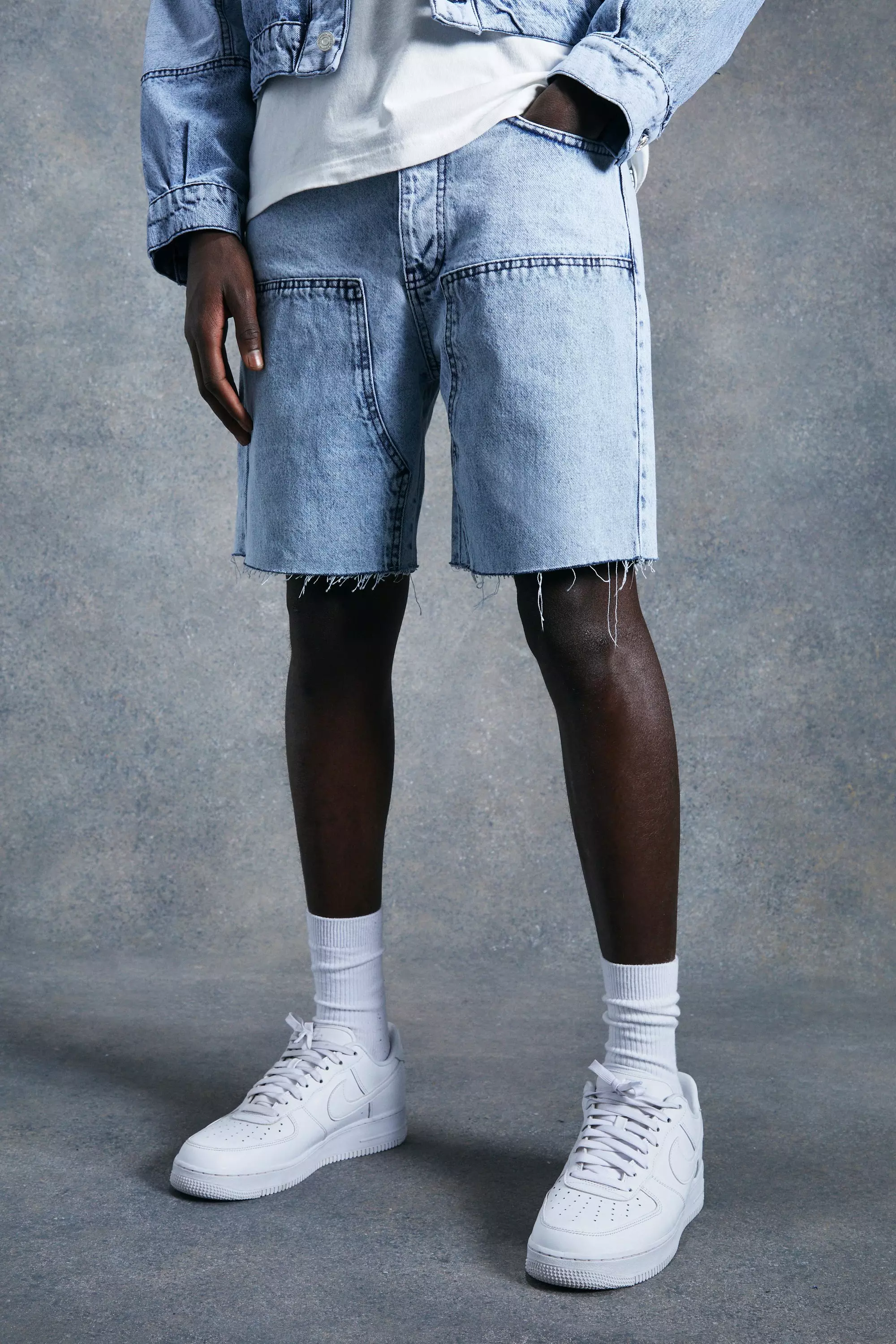 Jean jacket cheap with shorts men